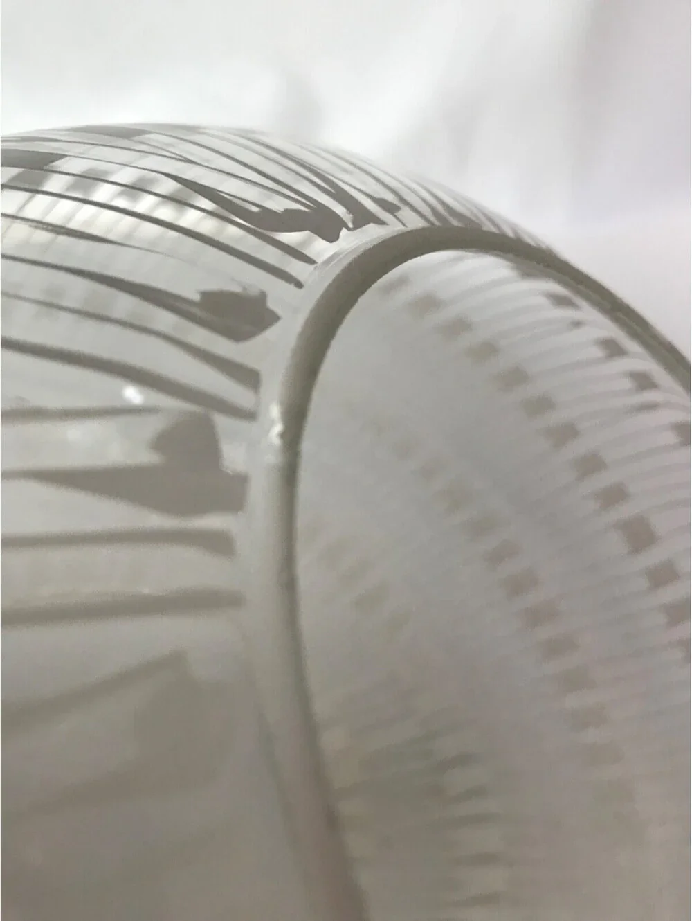 Vintag Clear Mid Century Bohemian Glass Globe Light Shade  White Patterned Decor